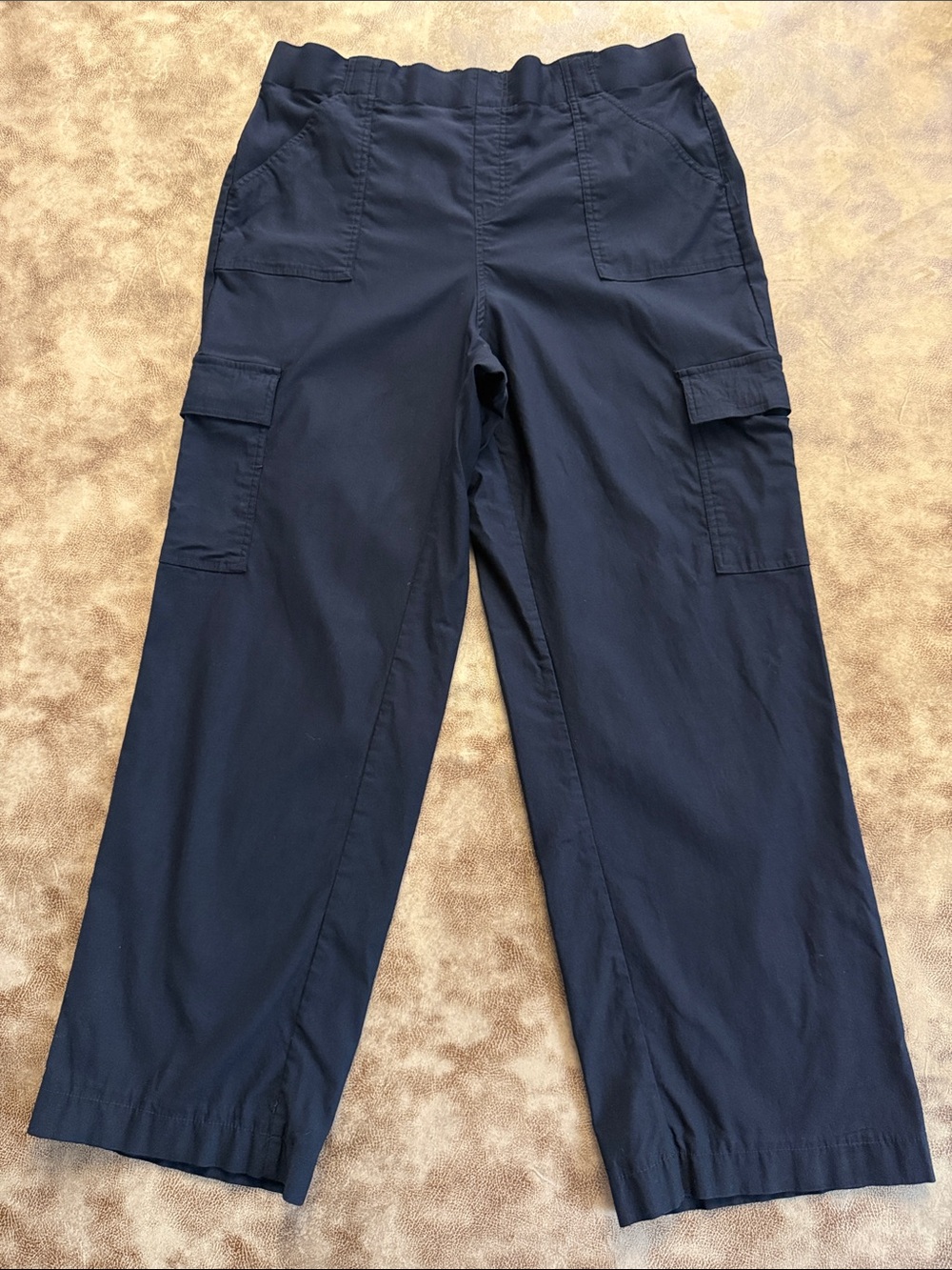 Lane Bryant Size 16 Black Pull-On Cargo Pants Stretch Straight Leg
